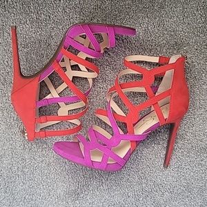 Jessica Simpson Burnt Orange & Magenta Heeled Sandal - Size 11